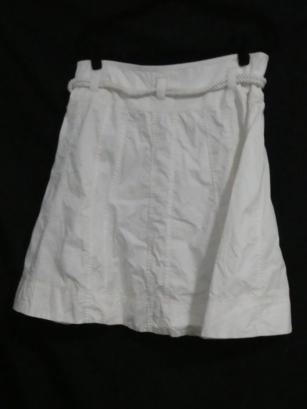 CONTEMPORAINE By SIMONS White Cotton A-Line Skirt with Braided Belt - Size 12 - Picture 2 of 15
